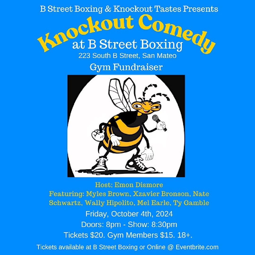 Image of bee holding a microphone. Details of event are below.