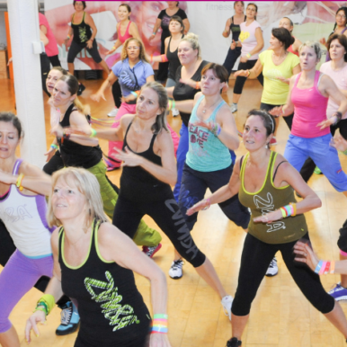 Image shows zumba class