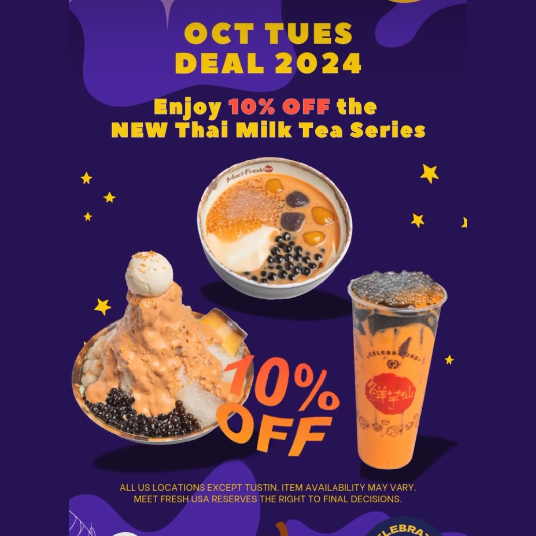 10% off new Thai Milk series Tuesdays in October