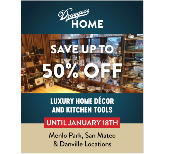 Background image of Draeger's home department plus description of the sale (see below)