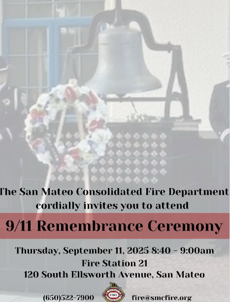 Flyer for the event with an image of a wreath and a bell in the background