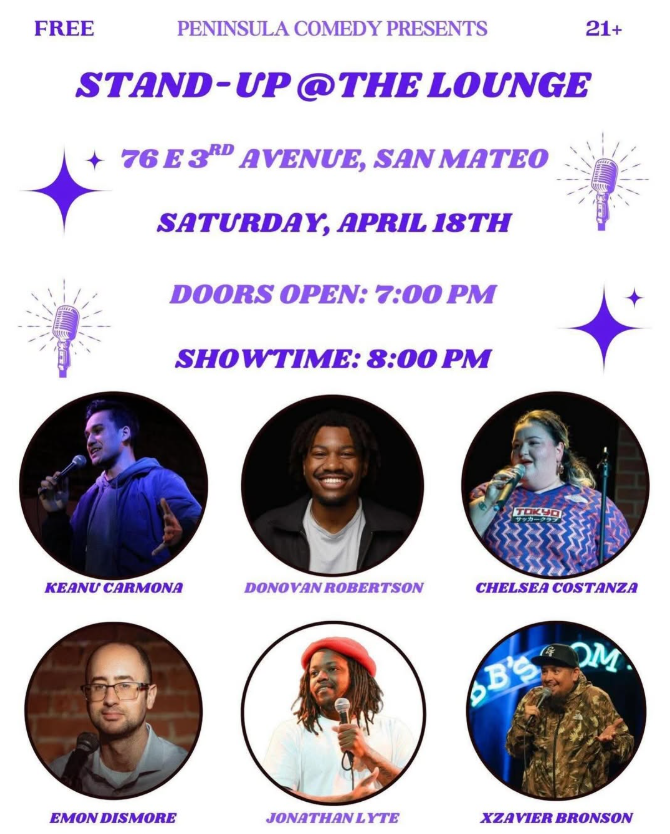 Flyer for the event with photos of the performers: Keanu Carmona, Donovan Robertson, Chelsea Costanza, Emon Dismore, Jonathan Lyte, and Xzavier Bronson