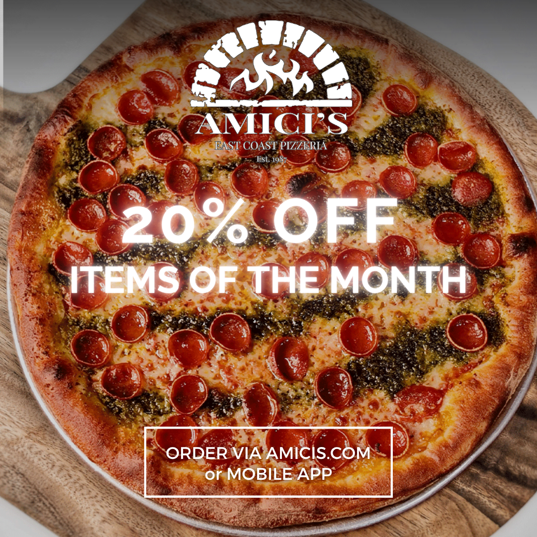 information about the promo plus a background image of a pizza with pepperoni