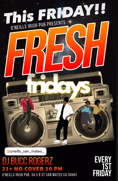 Image of a boombox and 4 dancing people