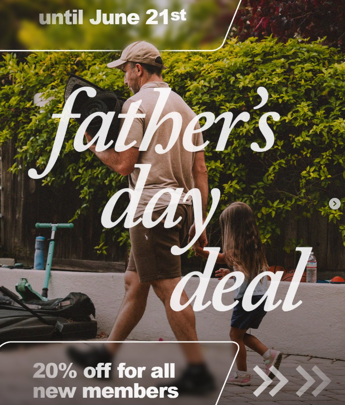 flyer for the special with a photo of a father and child walking hand in hand