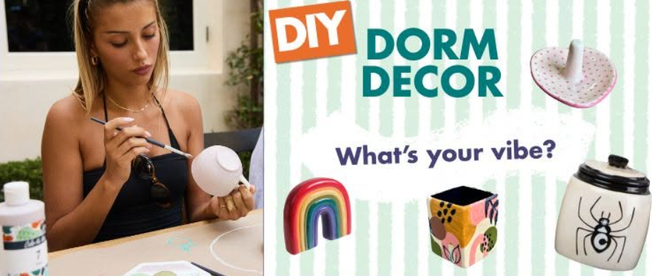 A girl painting an object for her future dorm
