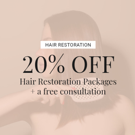Flyer with 20% off Hair Restoration Packages & a free consultation