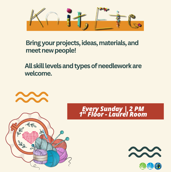 knit, crochet, cross-stitch, etc. event flyer