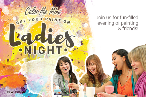 Group of girl friends getting together for a paint night