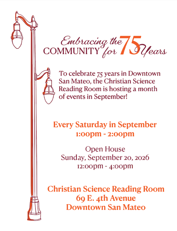 Flyer inviting anyone interested in learning more about the Christian Reading Room & their events