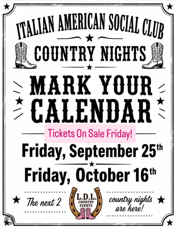 Country Nights Flyer for The Italian American Social Club