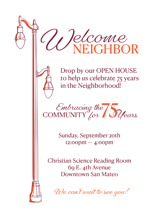 Flyer for the Christian Reading Room Open House Event