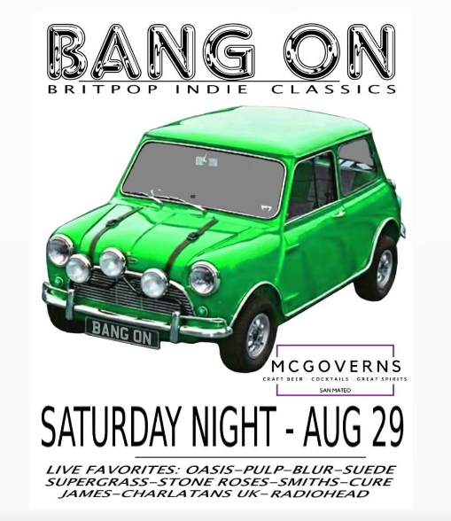 flyer for the event with an image of a vintage green mini cooper car
