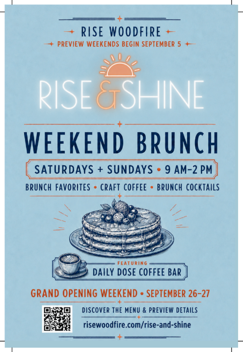 Rise Woodfire New Weekend Brunch Flyer