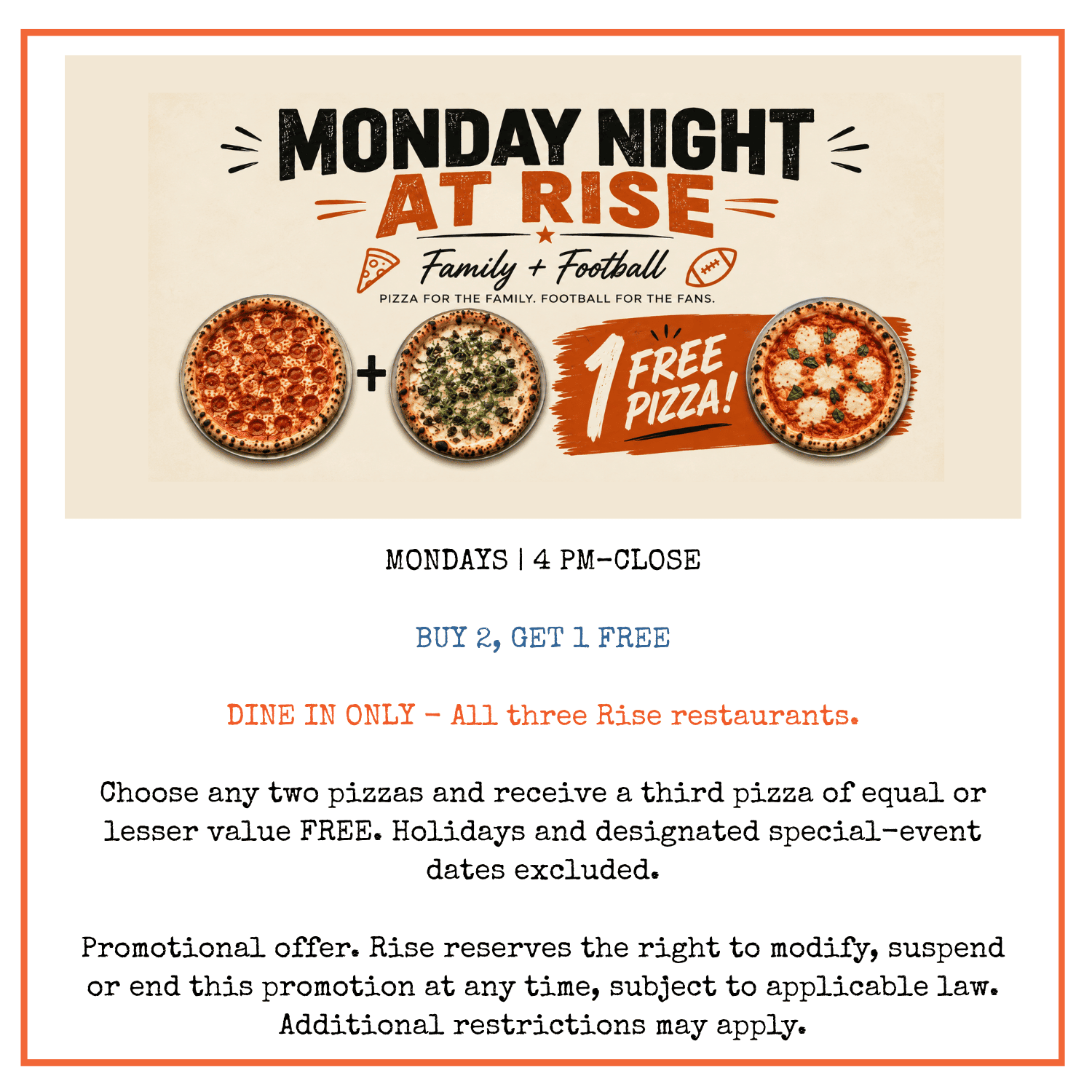 Flyer for the promo with images of pizza