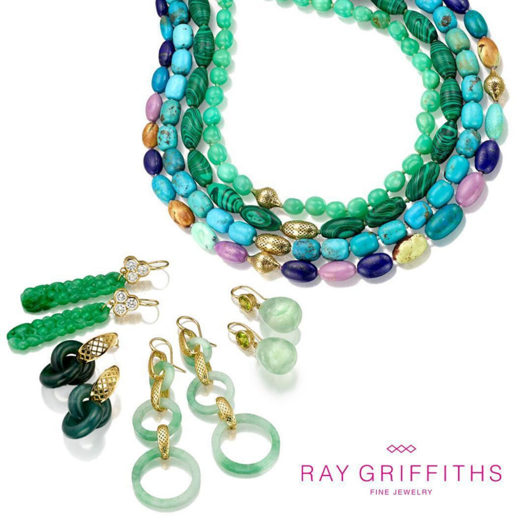 Photo of colorful necklaces and earrings by Ray Griffiths