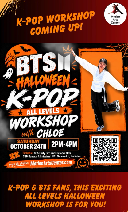 Flyer displaying a K-pop Workshop with Chloe