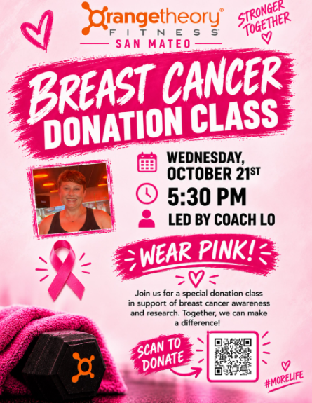 Flyer for the special class with a photo of the instructor and pink decorations