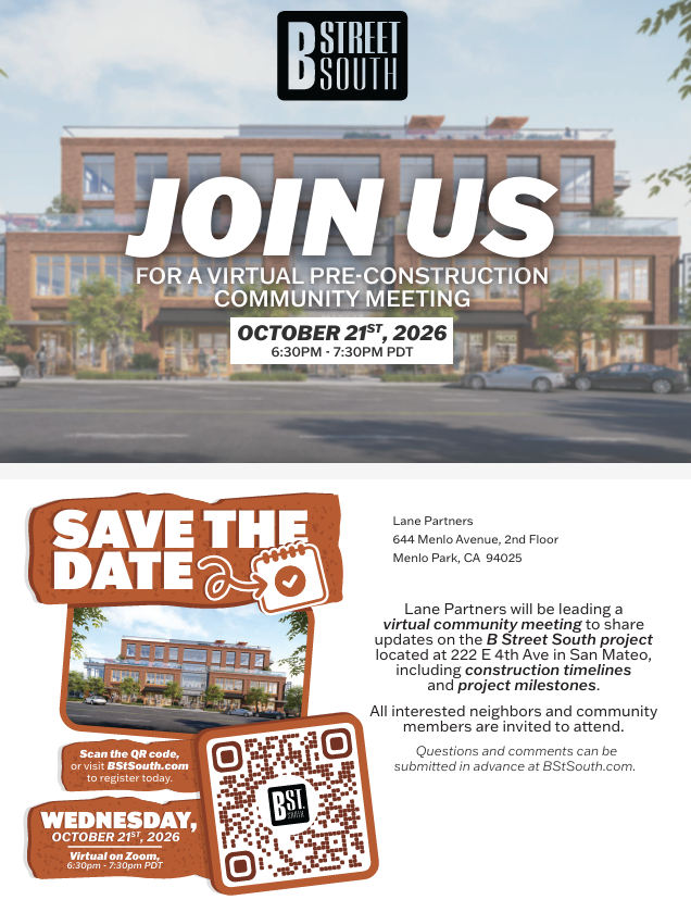 flyer for the discussion with a photo of the redevelopment project